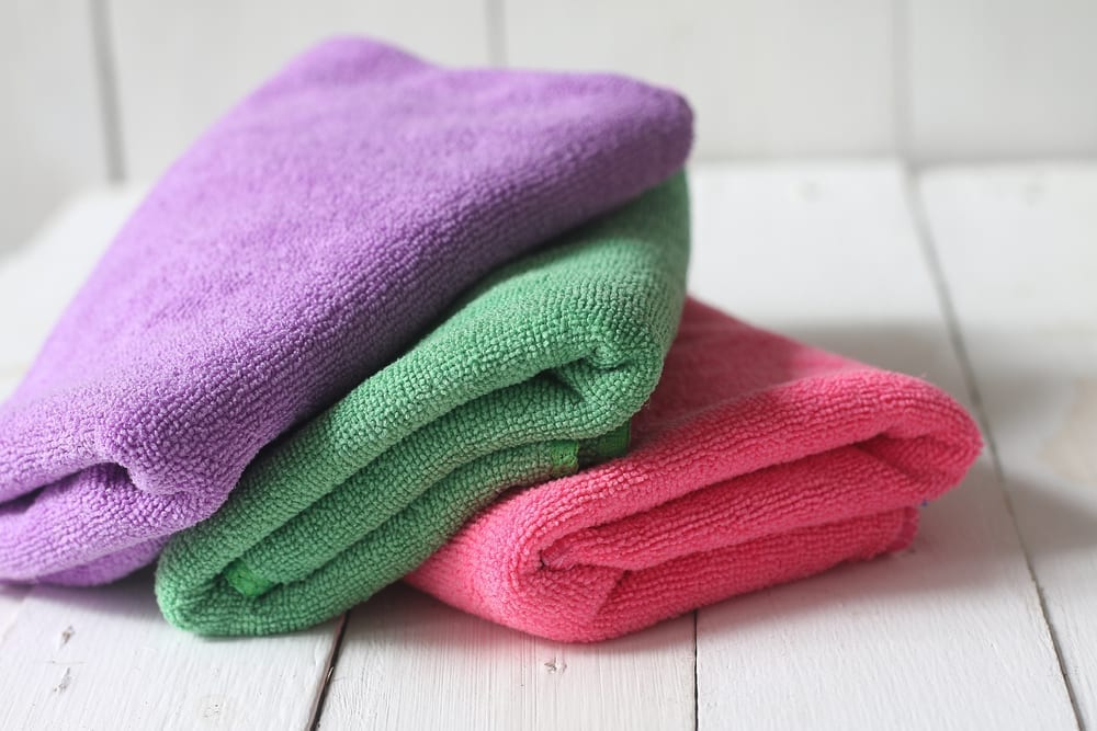 Microfiber towels in multiple colors.